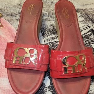 Used red Coach sandals